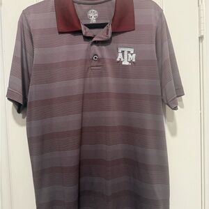 Texas A&M Rivalry Threads TAMU Maroon and Gray Striped Polo - Size M